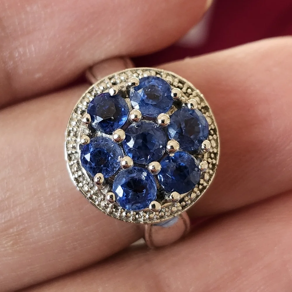 Elegant Silver and Blue Gemstone Ring 925 real silver - Picture 2 of 8